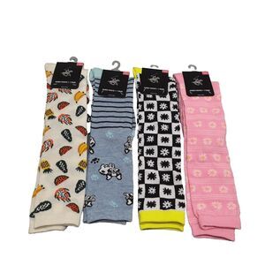 Beverly Hills Polo Club Knee High Socks Checkered Flowers Dog Fruit Women Sz 5-9